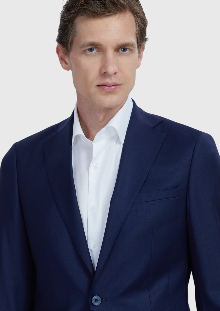 Saks Plain Fashion Slim Fit Wool Blended Suit - 4