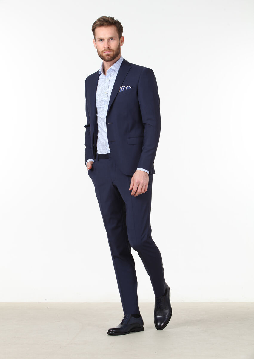 Saks Plain Fashion Slim Fit Wool Blended Suit - 2