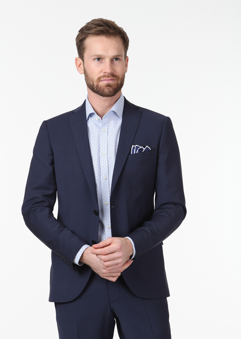 Saks Plain Fashion Slim Fit Wool Blended Suit - 3