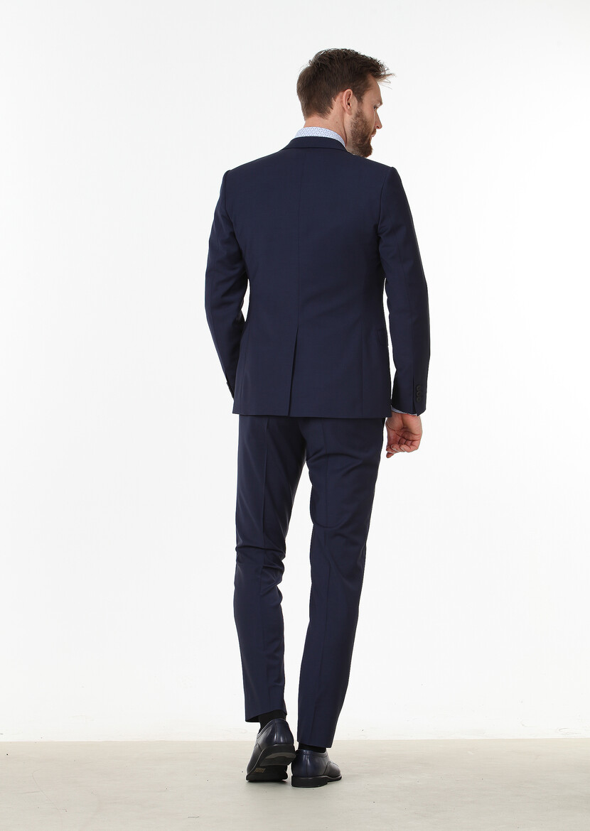 Saks Plain Fashion Slim Fit Wool Blended Suit - 4