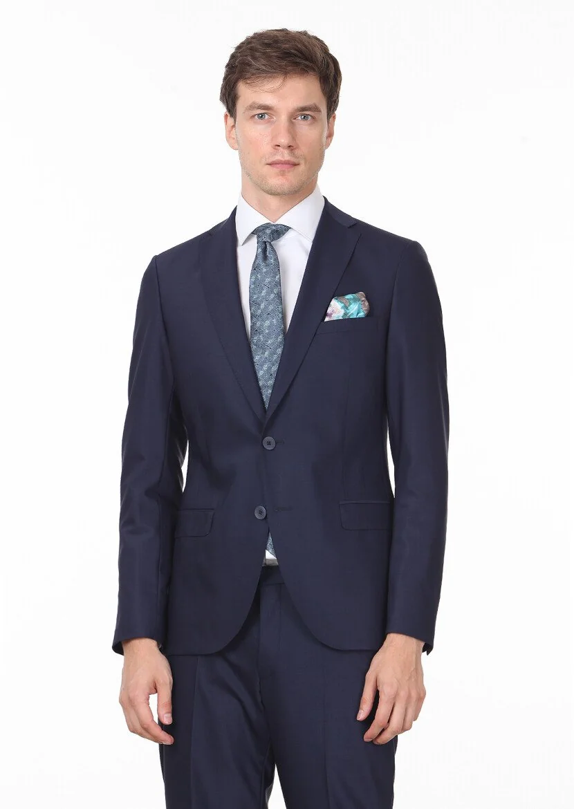 Saks Plain Fashion Slim Fit Wool Blended Suit - 1