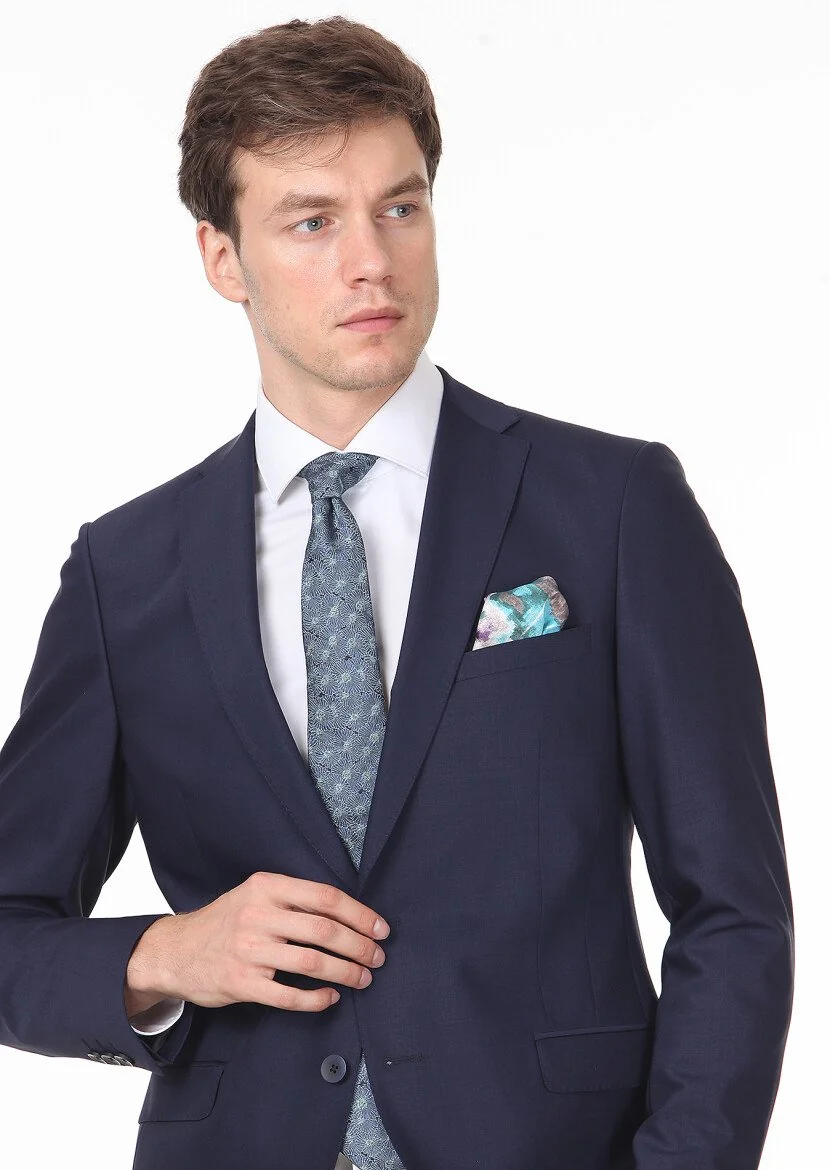 Saks Plain Fashion Slim Fit Wool Blended Suit - 2