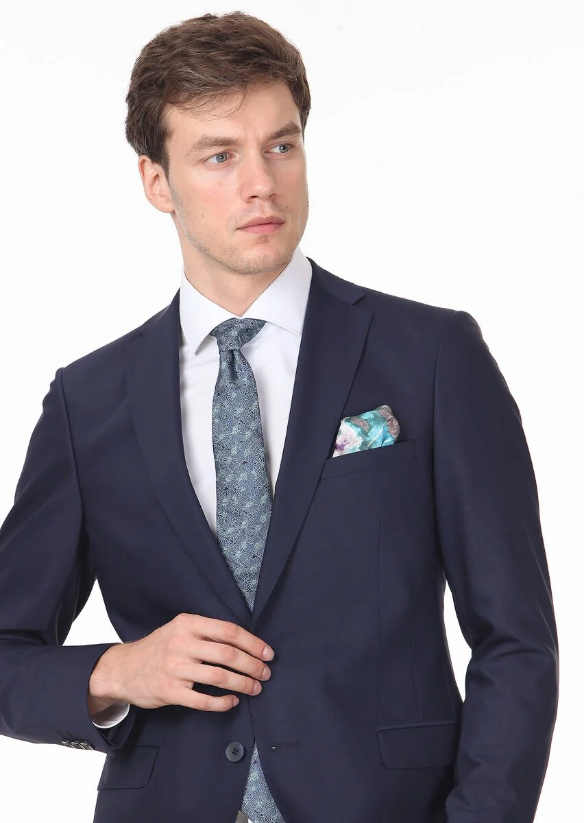 Saks Plain Fashion Slim Fit Wool Blended Suit - 2