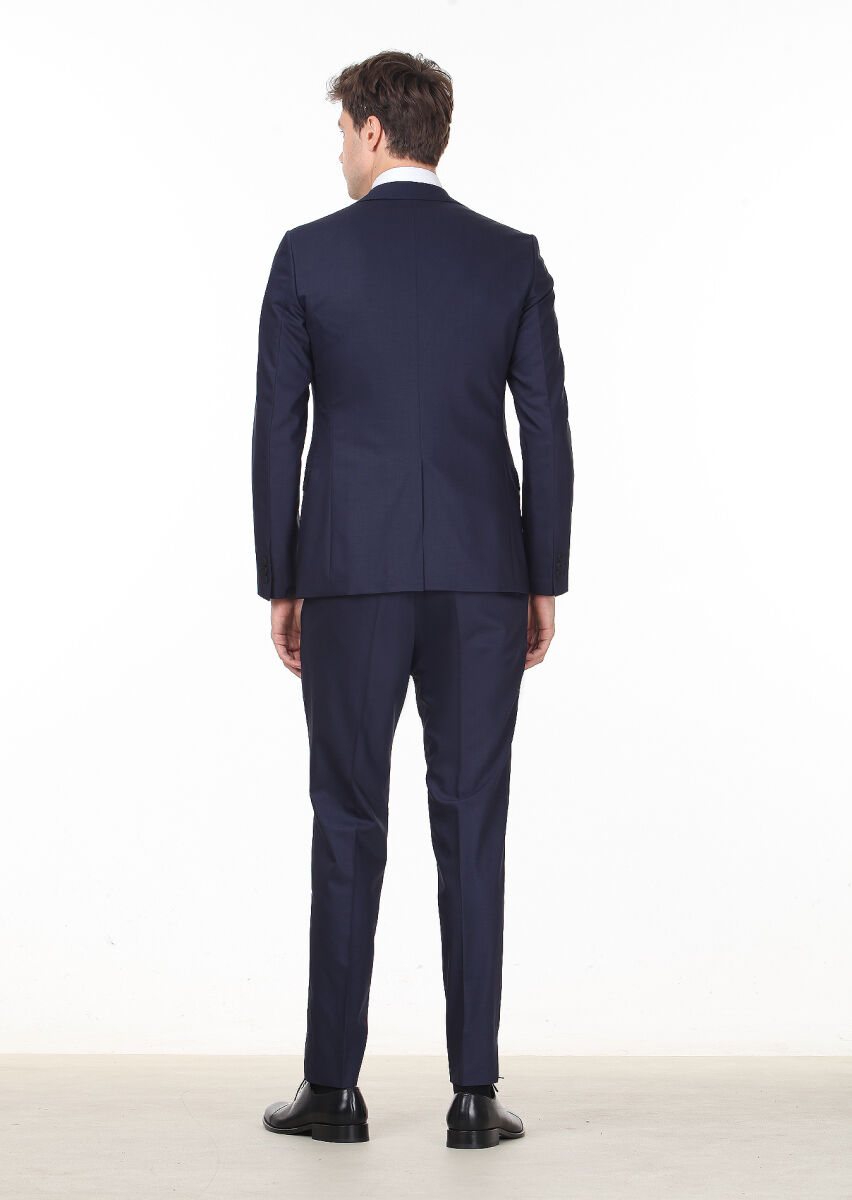 Saks Plain Fashion Slim Fit Wool Blended Suit - 4