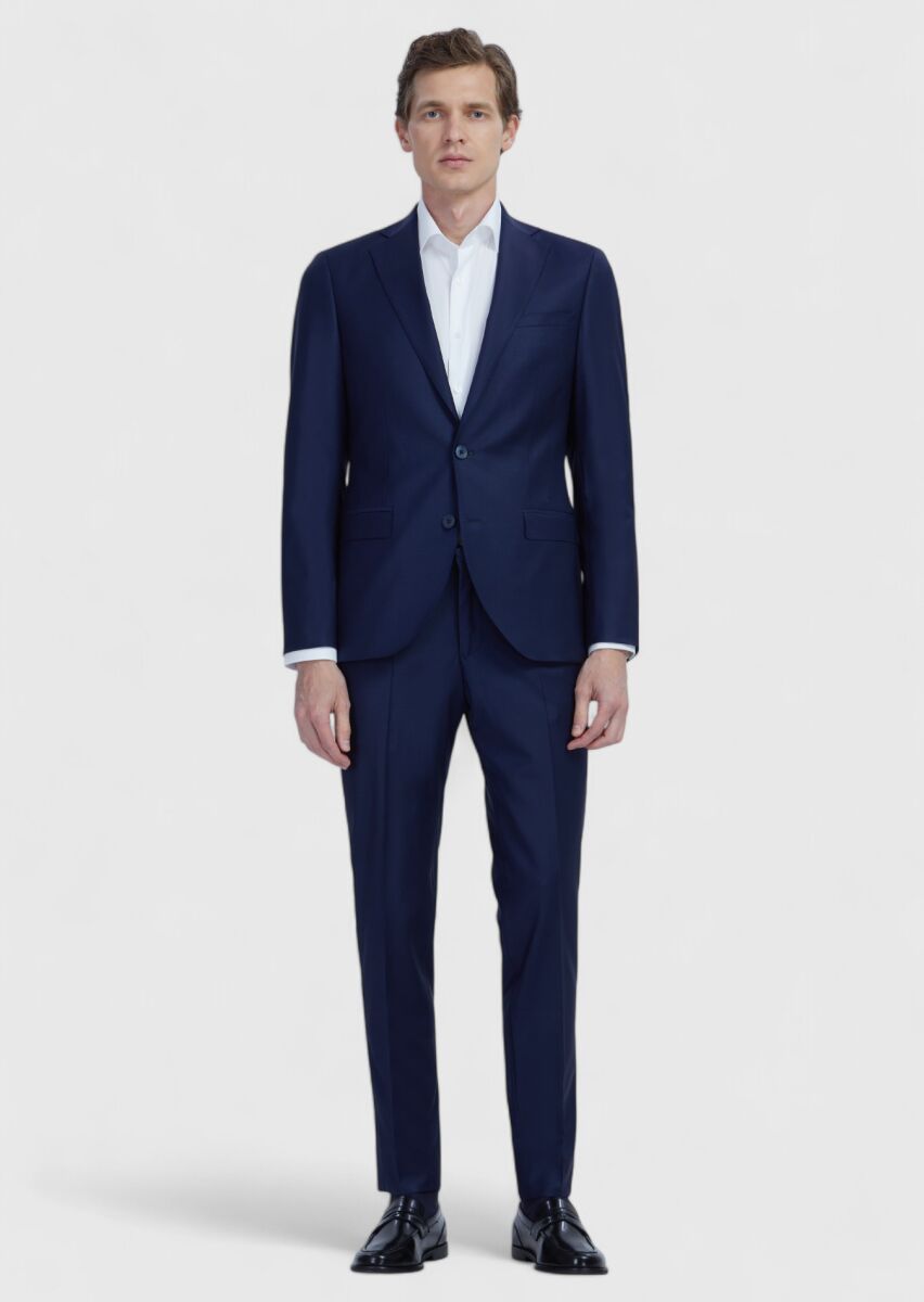Saks Plain Fashion Slim Fit Wool Blended Suit - 2