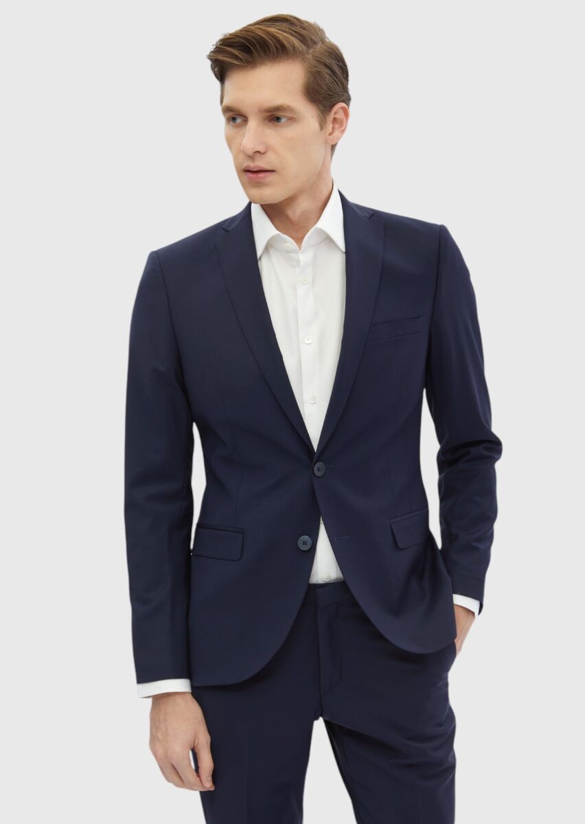 Saks Plain Fashion Slim Fit Wool Blended Suit - 1