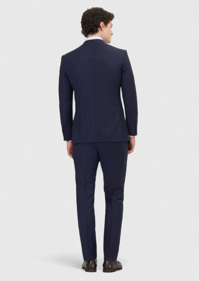 Saks Plain Modern Fit Wool Blended Suit - 5