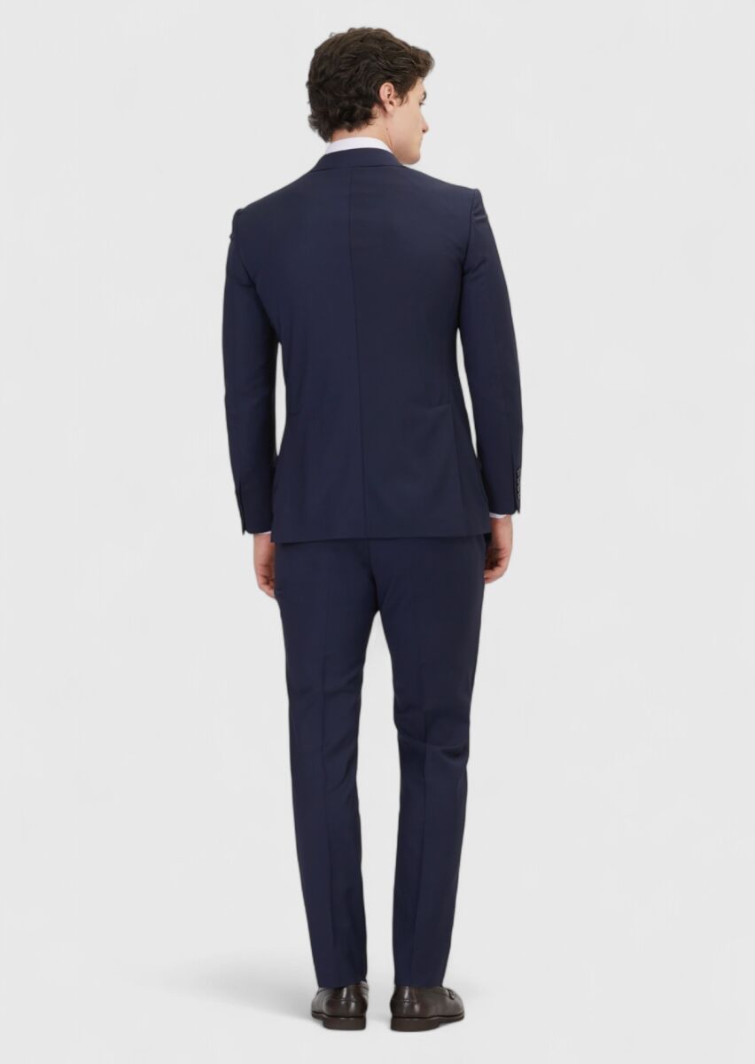 Saks Plain Modern Fit Wool Blended Suit - 5