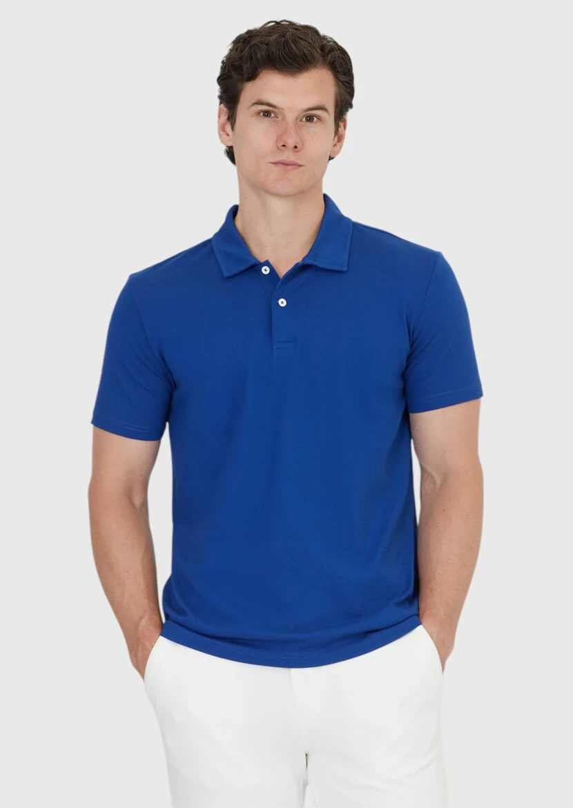 Saks Plain Polo Neck 100% Cotton T-Shirt - RAMSEY