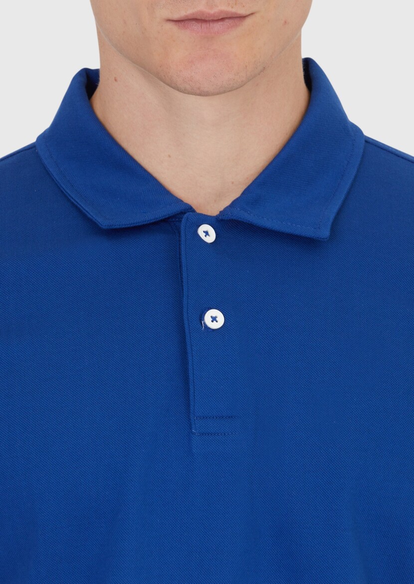 Saks Plain Polo Neck 100% Cotton T-Shirt - 4