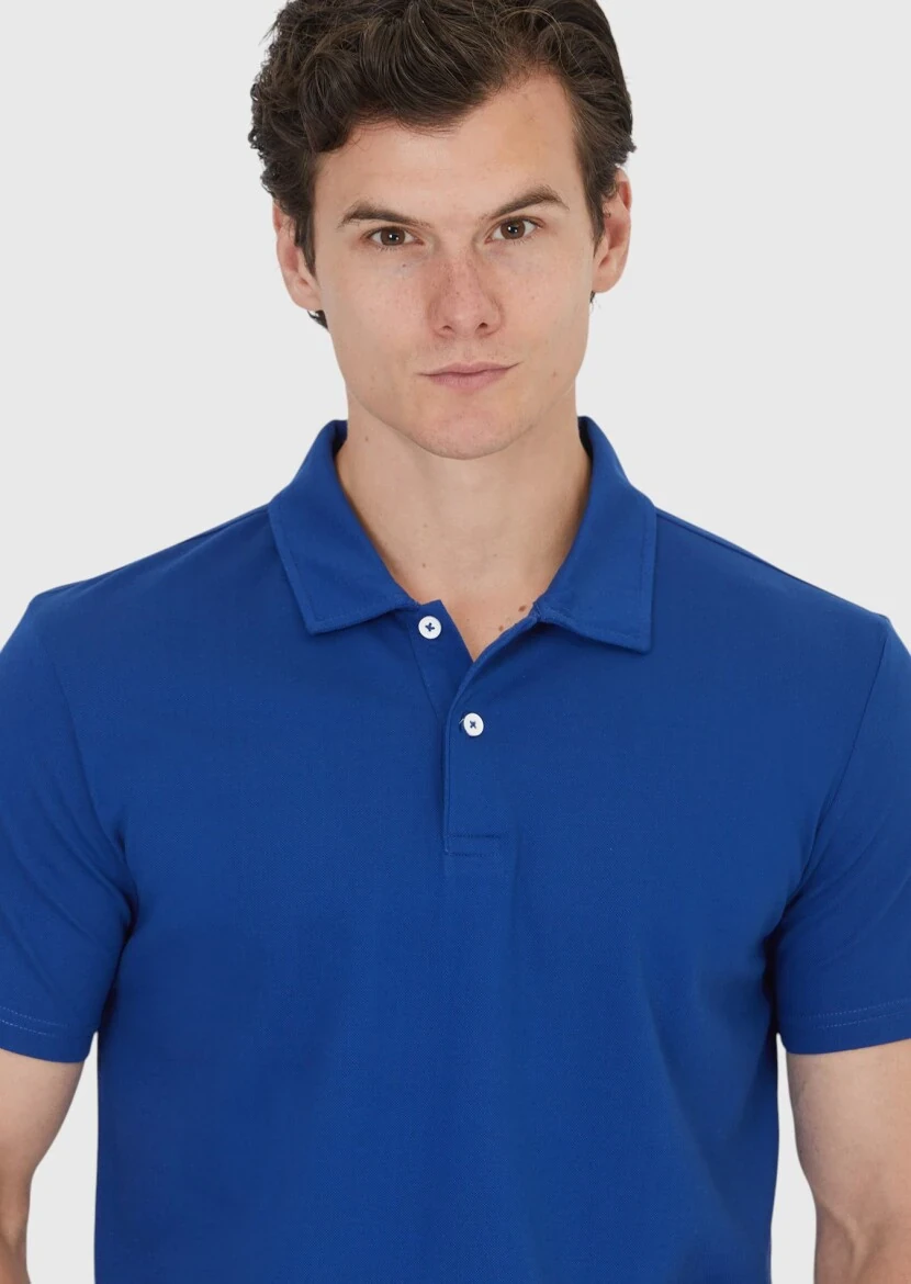 Saks Plain Polo Neck 100% Cotton T-Shirt - 3