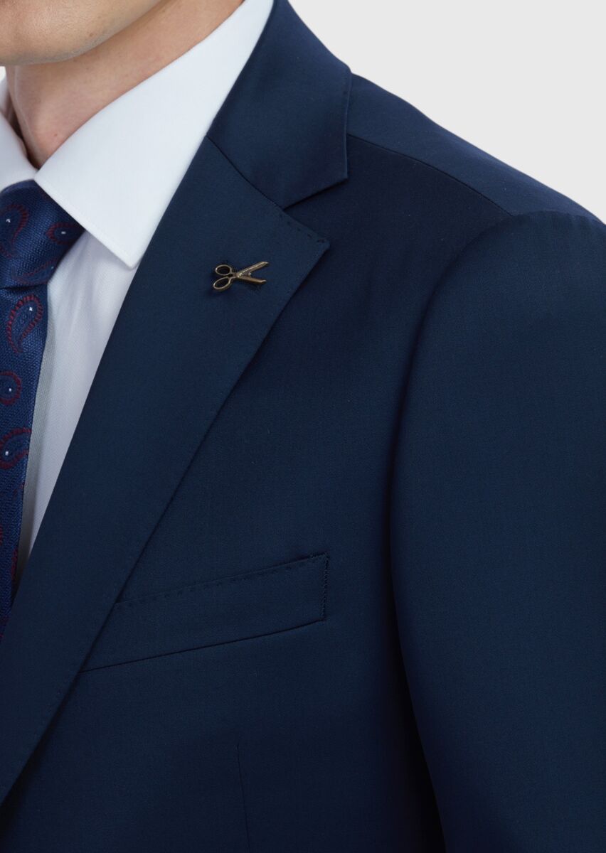 Saks Plain Regular Fit 100% Wool Suit - 4