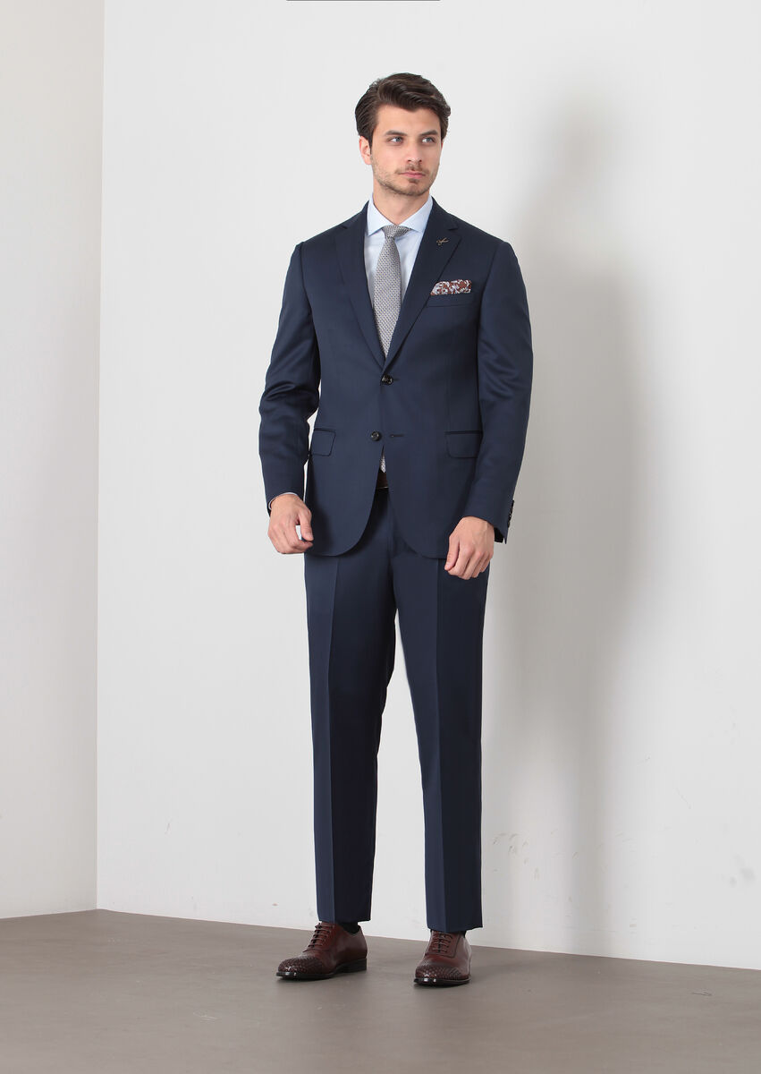 Saks Plain Regular Fit 100% Wool Suit - 2