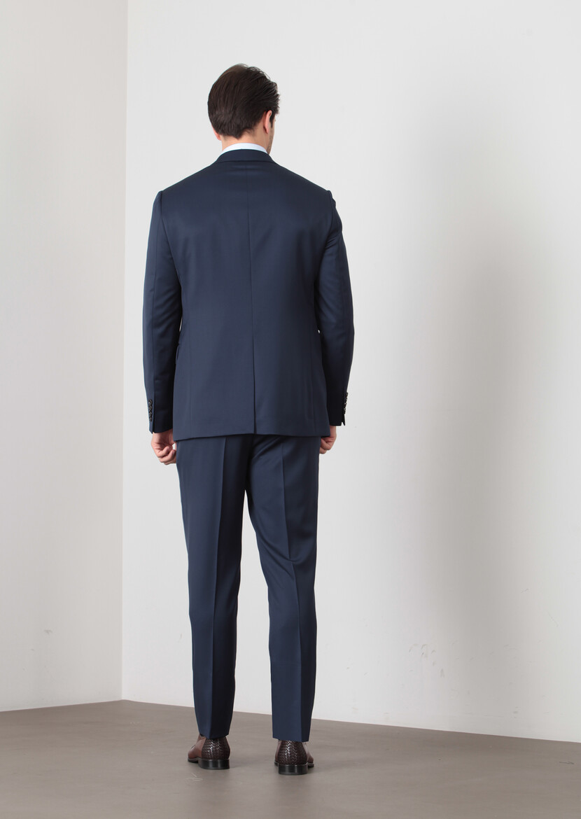 Saks Plain Regular Fit 100% Wool Suit - 4