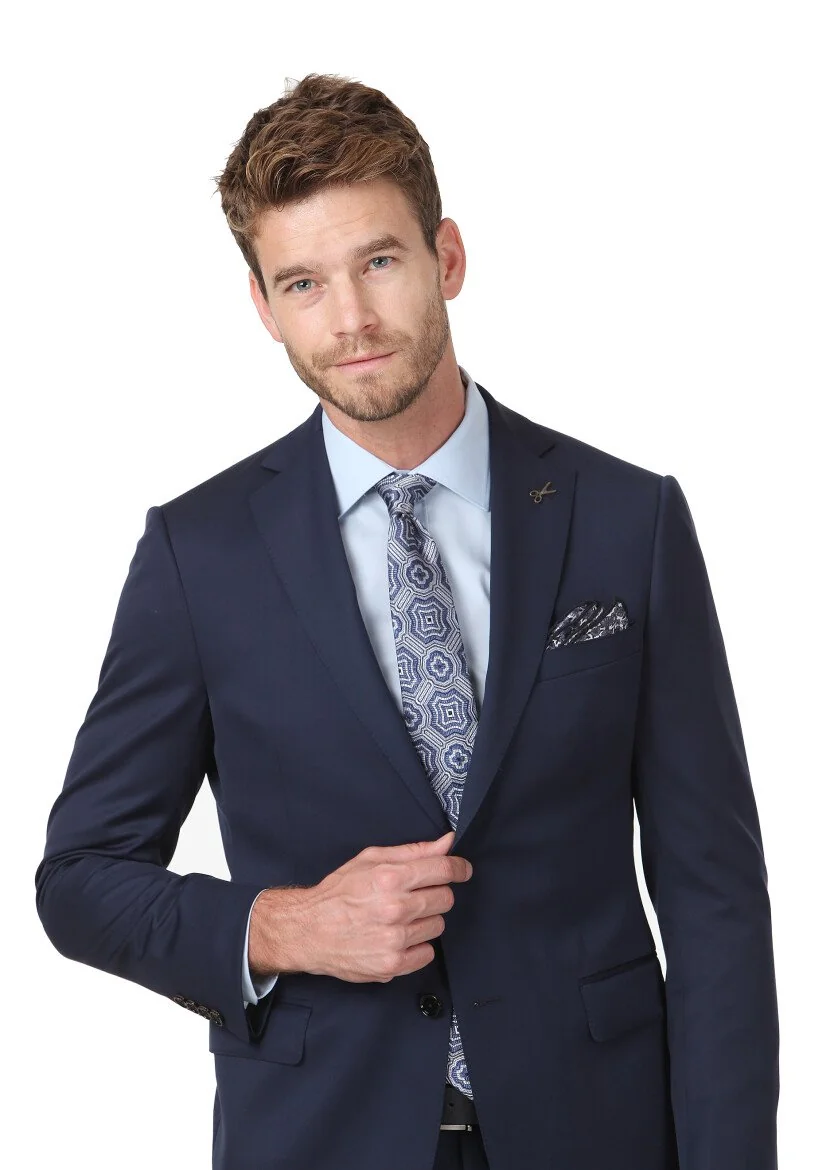 Saks Plain Regular Fit 100% Wool Suit - 1