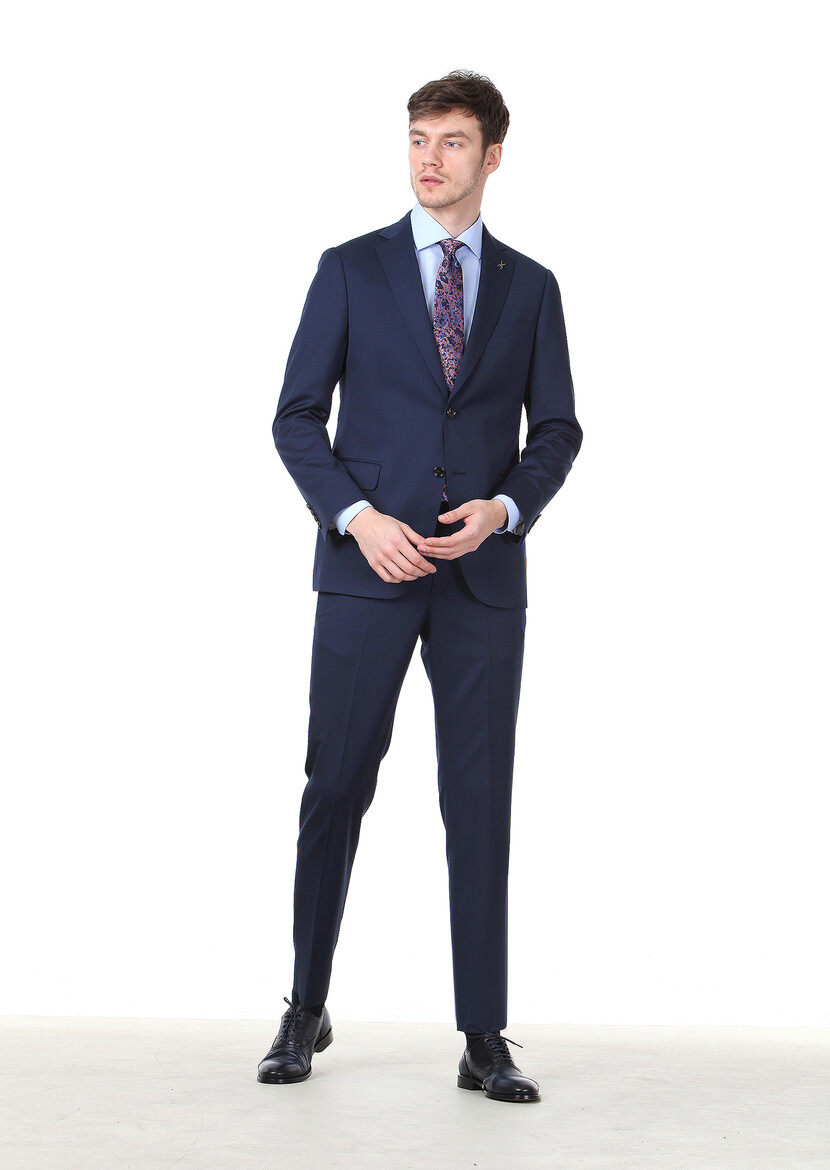 Saks Plain Regular Fit 100% Wool Suit - 1