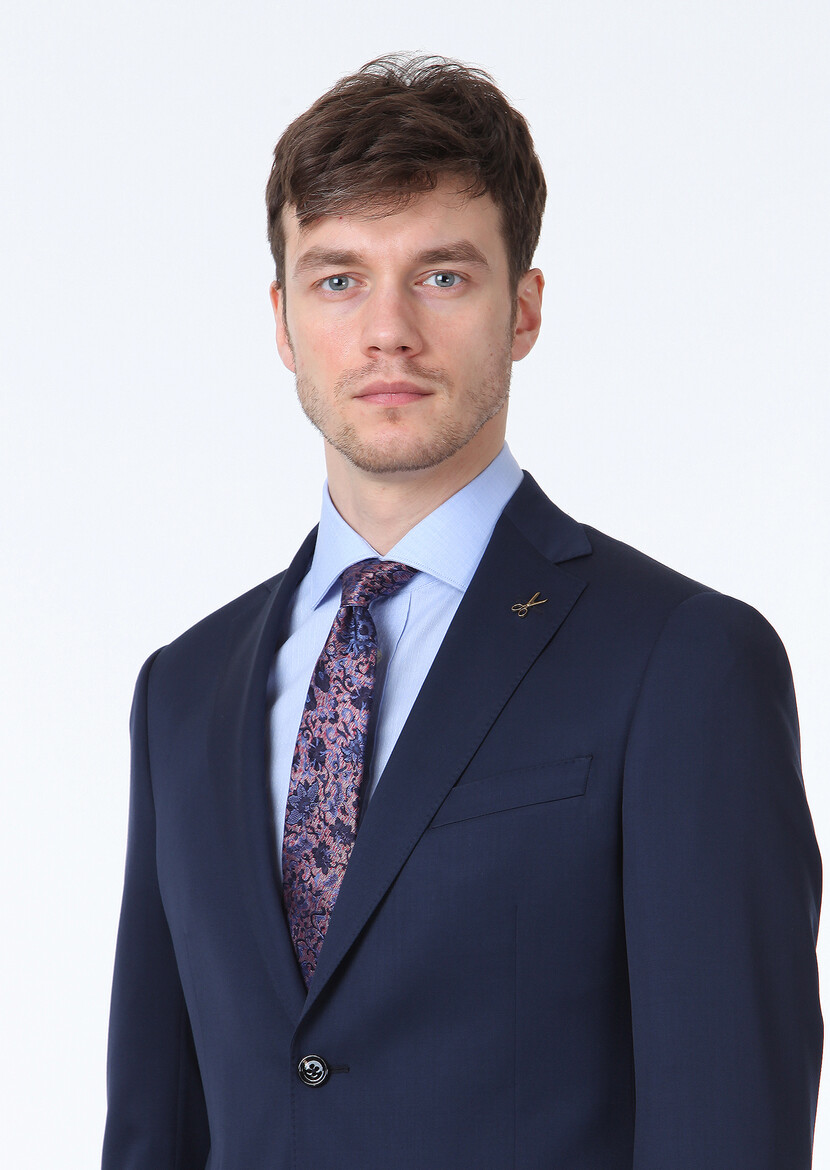 Saks Plain Regular Fit 100% Wool Suit - 3