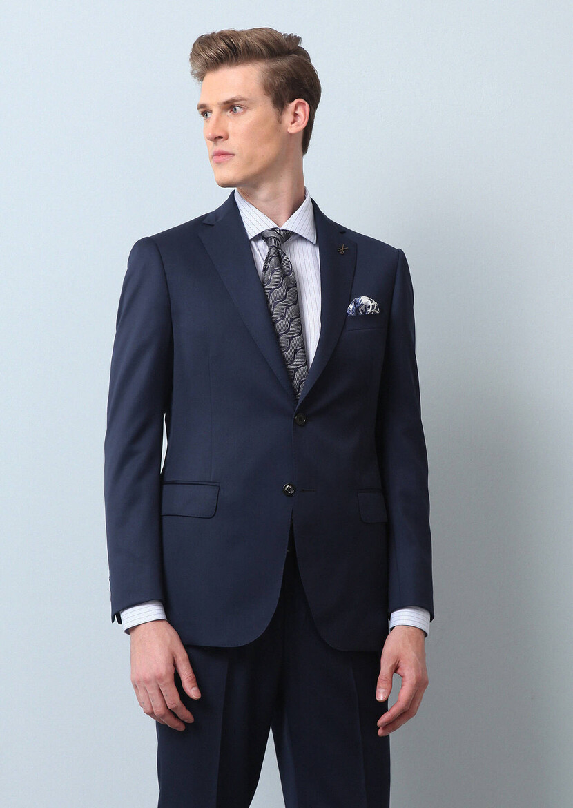 Saks Plain Regular Fit 100% Wool Suit - 2