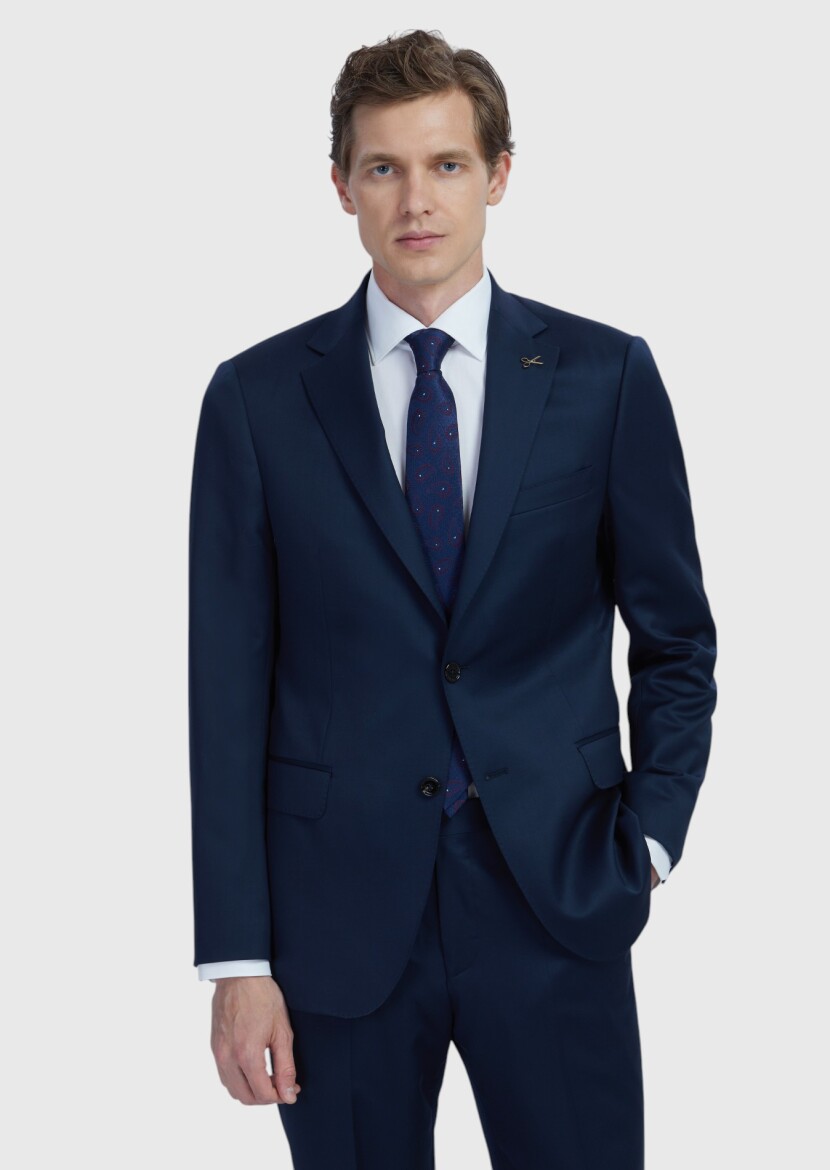 Saks Plain Regular Fit 100% Wool Suit - RAMSEY