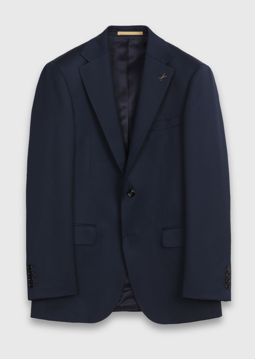 Saks Plain Regular Fit 100% Wool Suit - 6