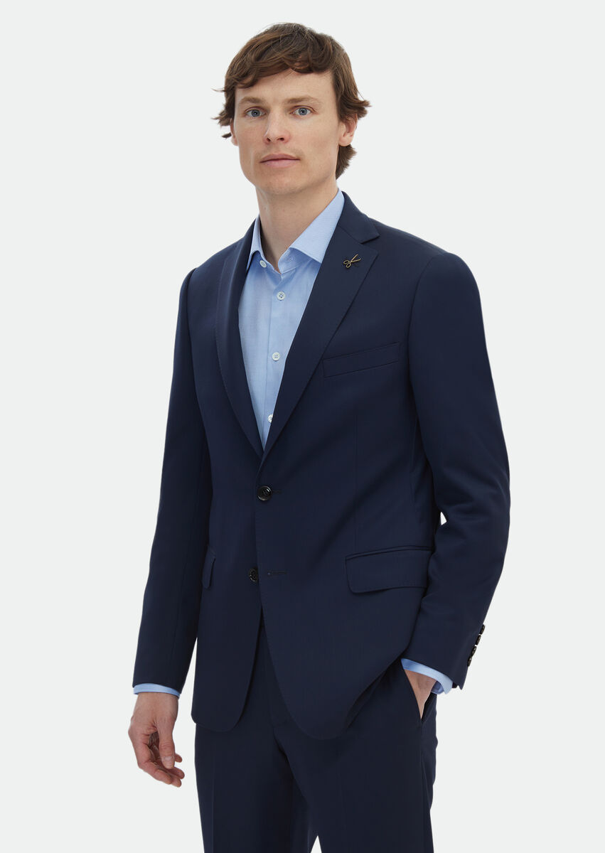 Saks Plain Regular Fit 100% Wool Suit - 1