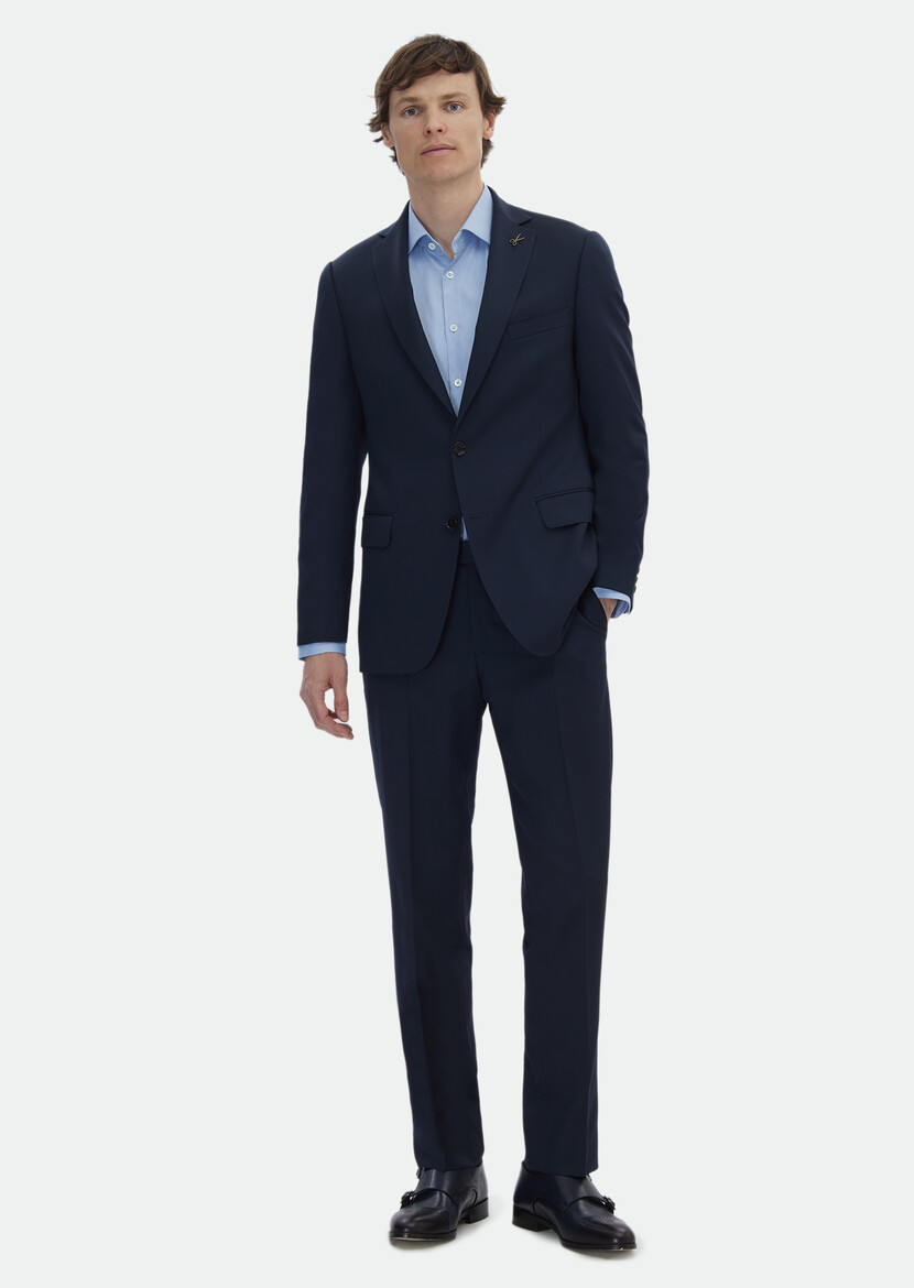 Saks Plain Regular Fit 100% Wool Suit - 2