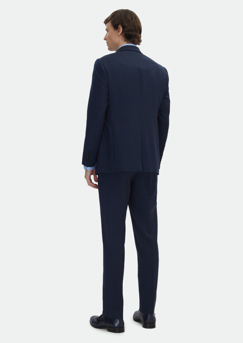 Saks Plain Regular Fit 100% Wool Suit - 6