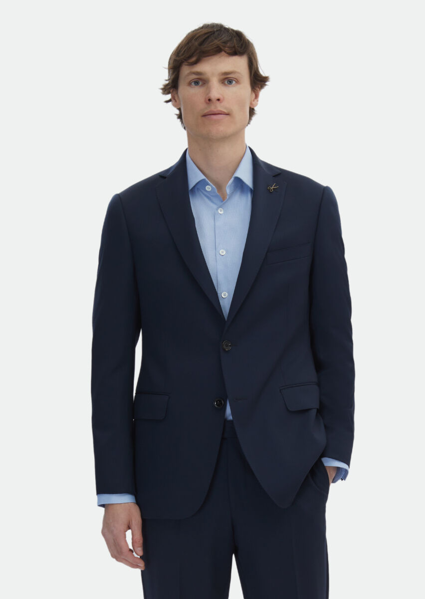 Saks Plain Regular Fit 100% Wool Suit - 3