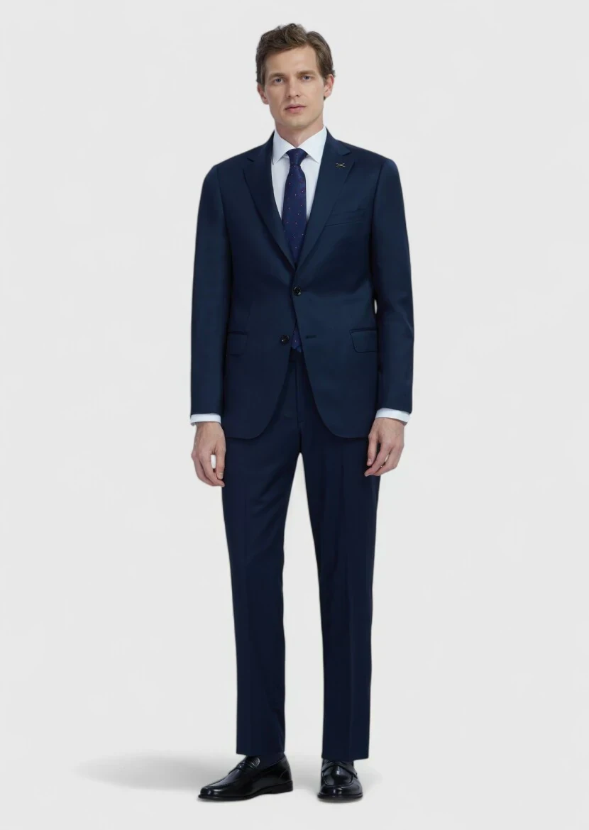 Saks Plain Regular Fit 100% Wool Suit - 2