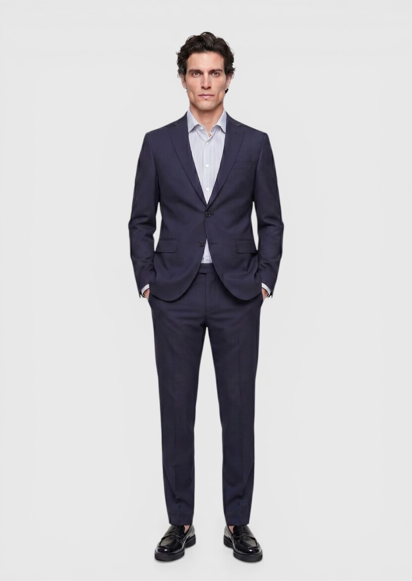 Saks Plain Regular Fit Wool Blended Suit - RAMSEY