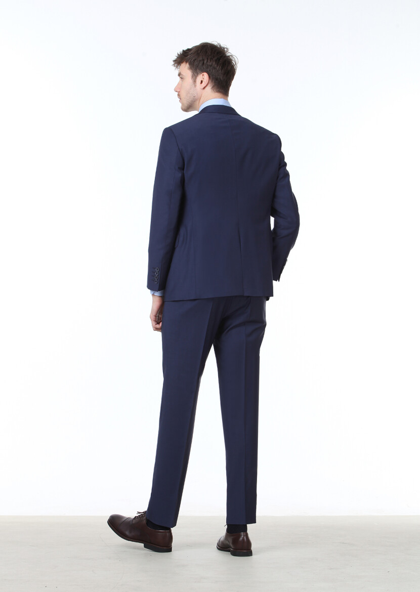 Saks Plain Regular Fit Wool Blended Suit - 4