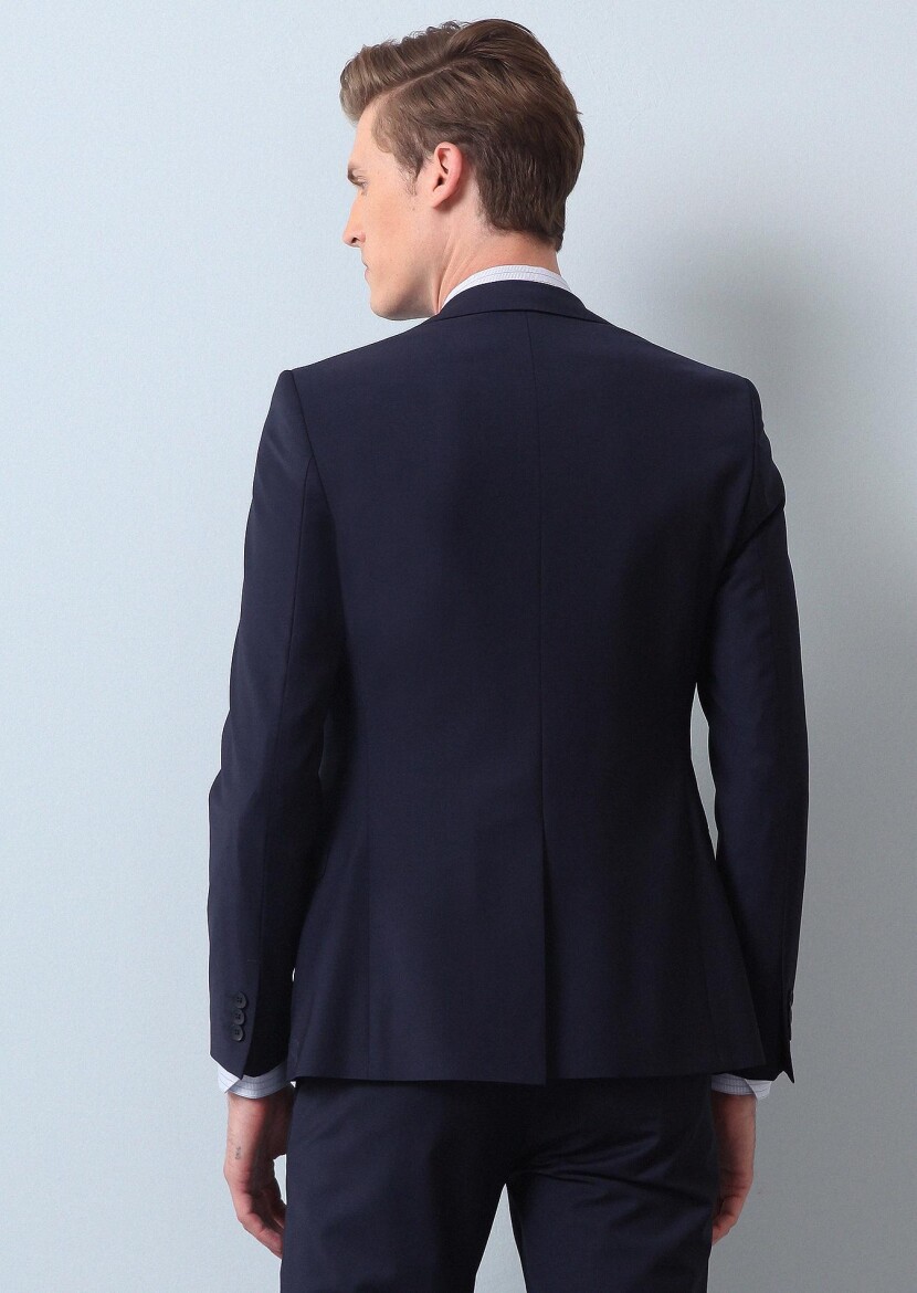 Saks Plain Regular Fit Wool Blended Suit - 5