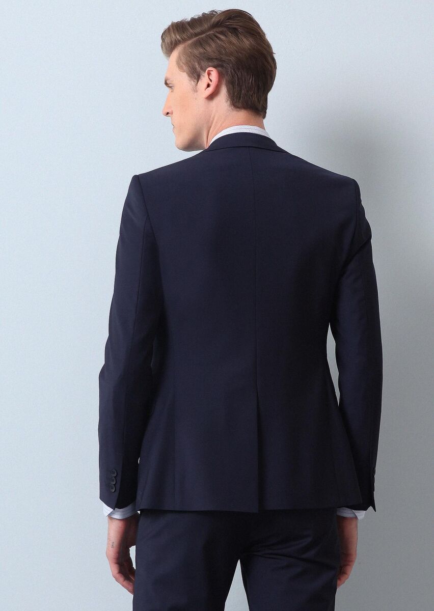 Saks Plain Regular Fit Wool Blended Suit - 5
