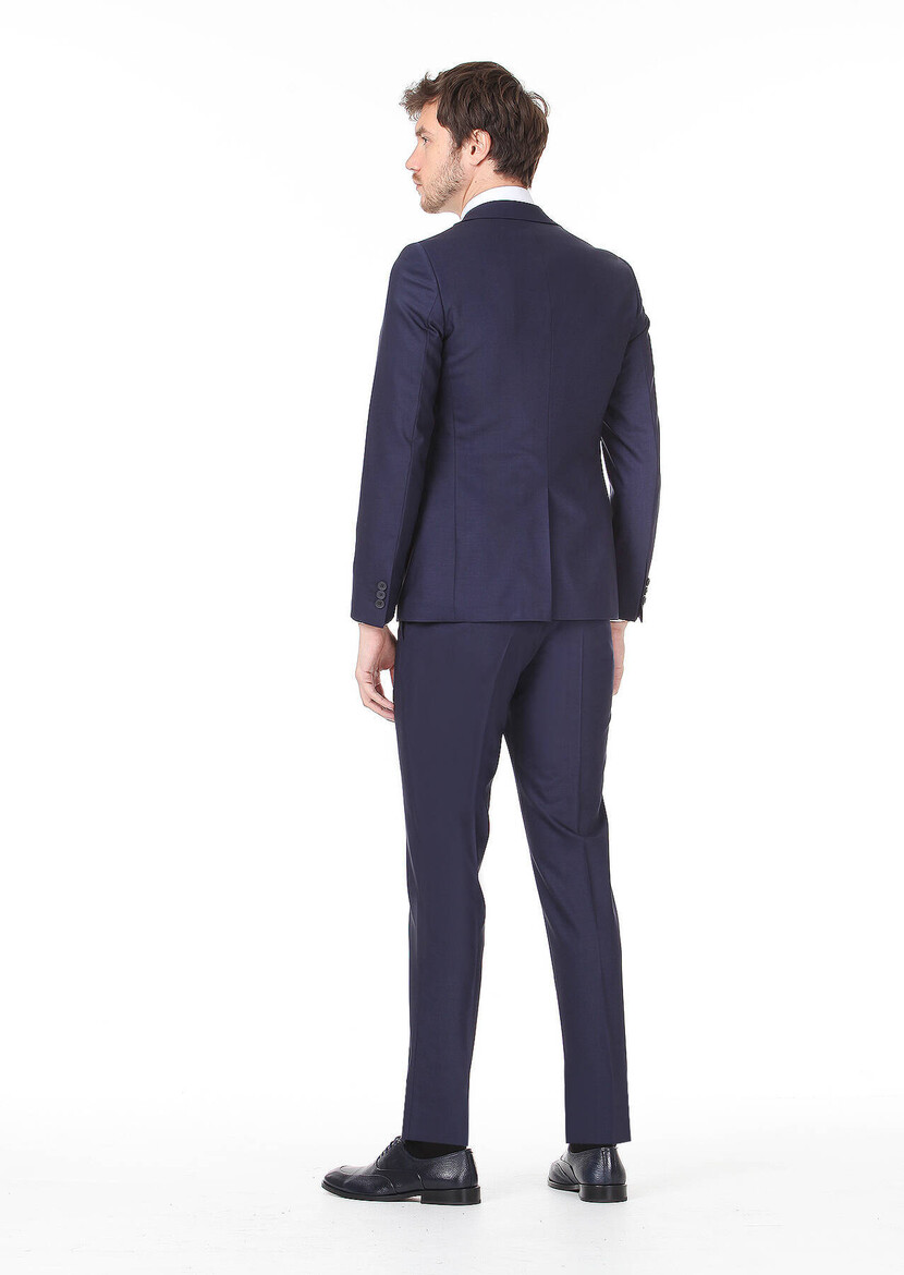 Saks Plain Regular Fit Wool Blended Suit - 4