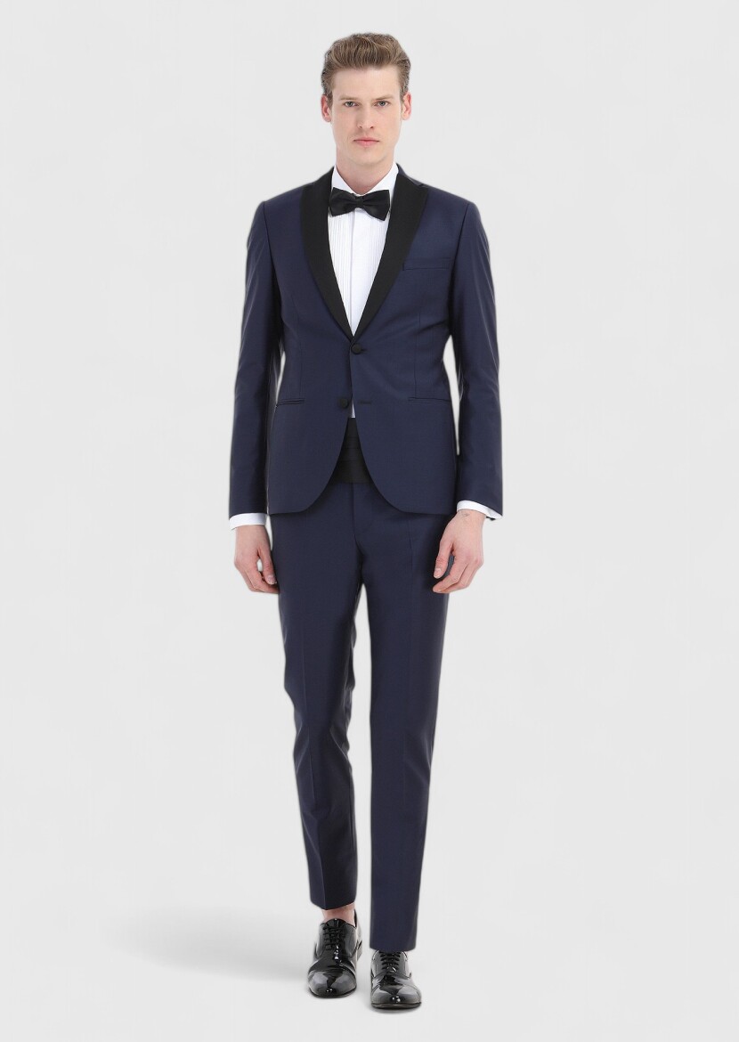 Saks Plain Slim Fit Butterfly Collar Weaving Tuxedo - 1