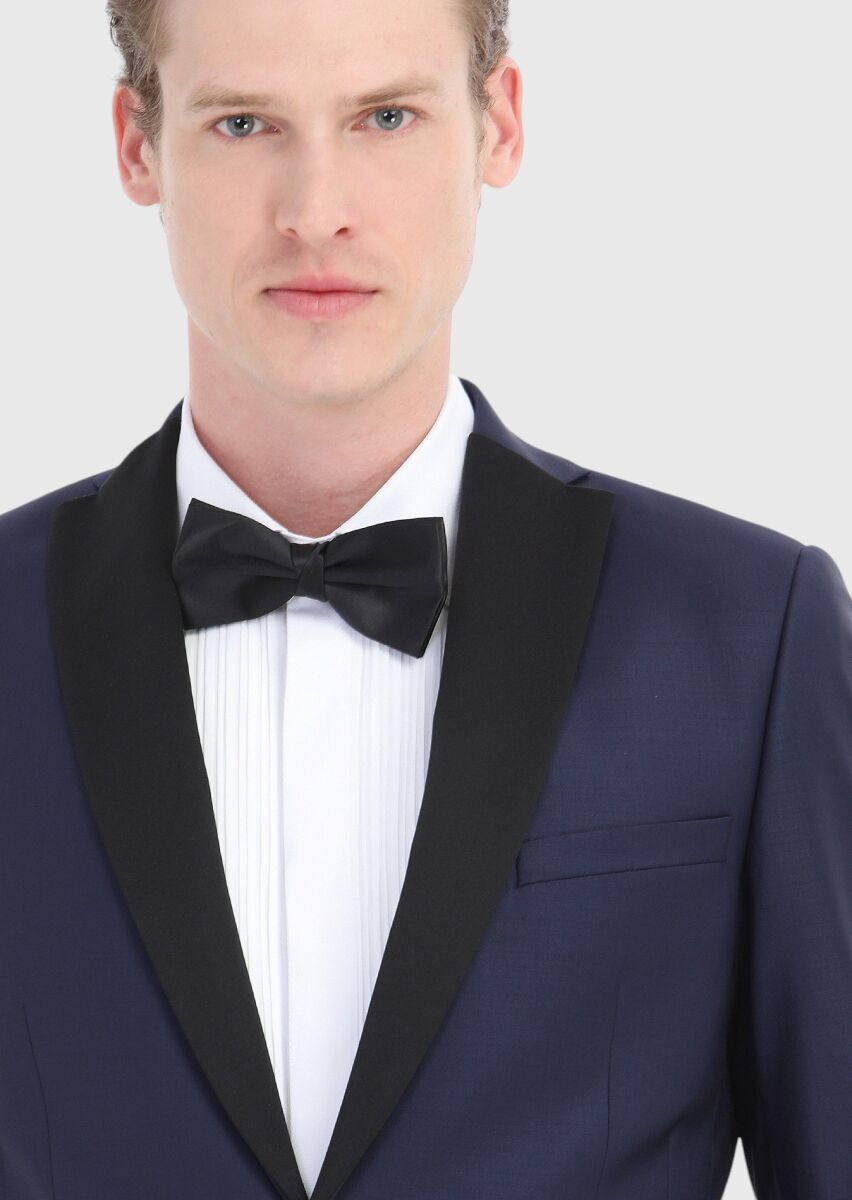 Saks Plain Slim Fit Butterfly Collar Weaving Tuxedo - 4