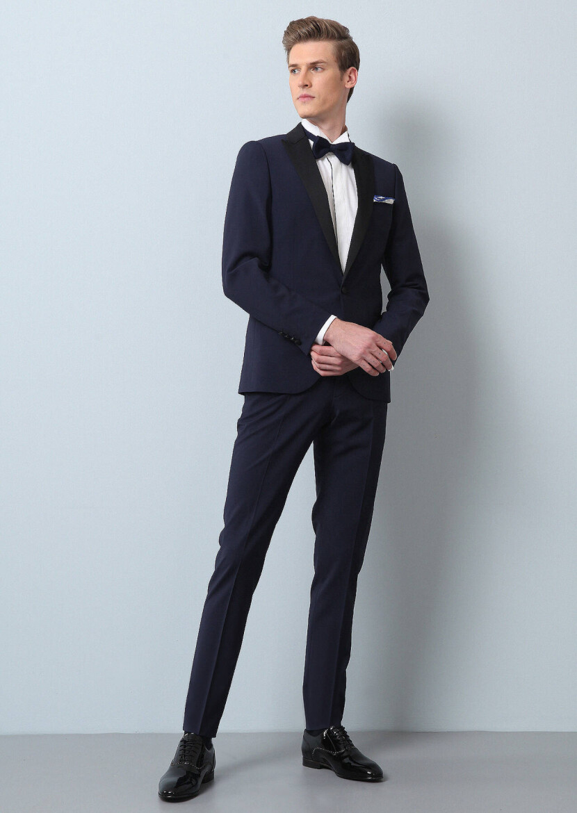 Saks Plain Slim Fit Double Breasted Collar Weaving Tuxedo - RAMSEY