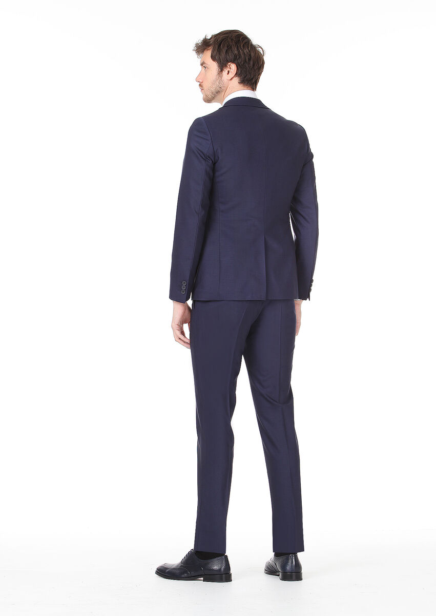 Saks Plain Slim Fit Wool Blended Suit - 4