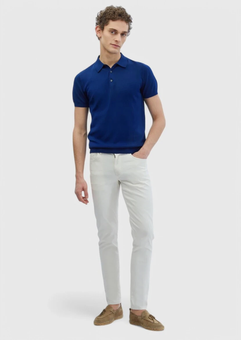 Saks Polo Yaka %100 Pamuk Triko 