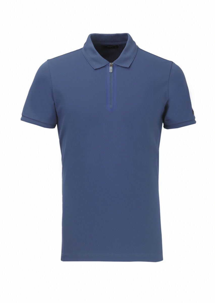 Saks Printed Polo Neck Cotton Blended T-Shirt - 1