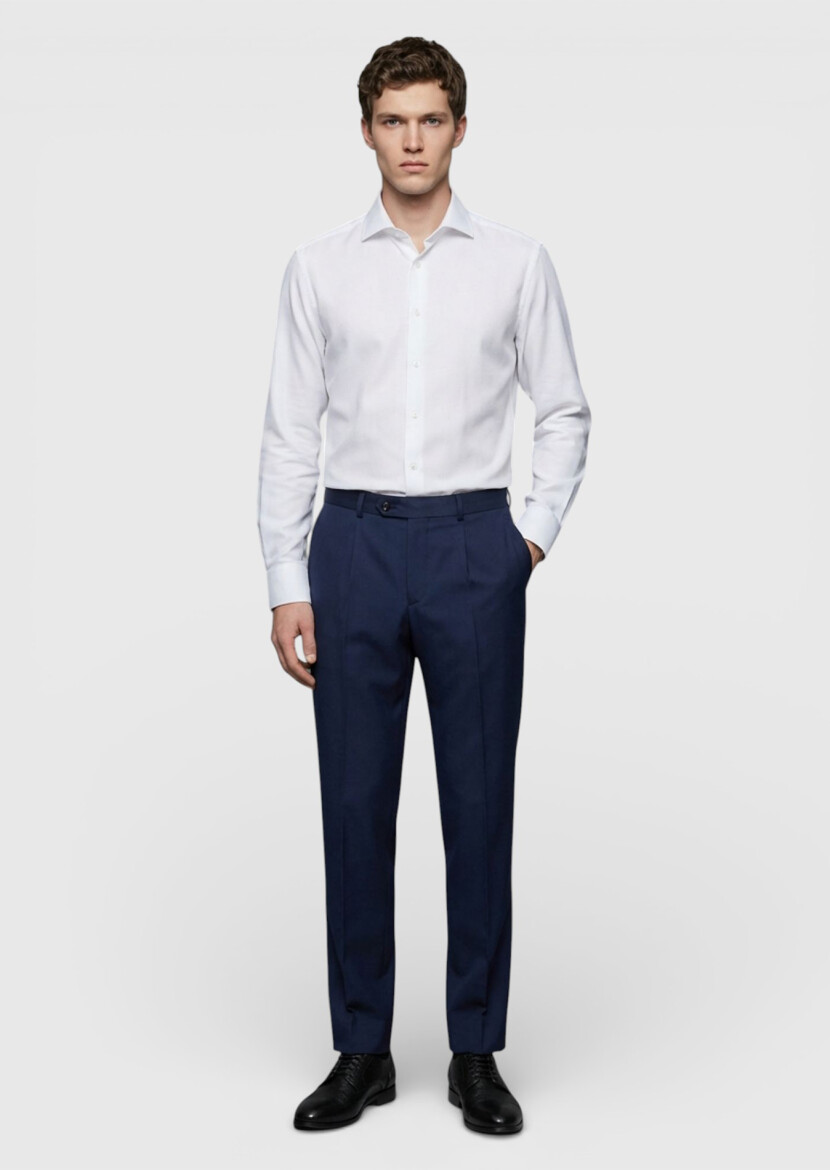 Saks Regular Fit Classical 100% Wool Trousers - 1