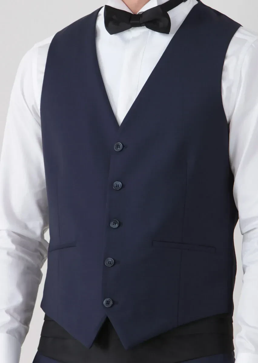 Saks Slim Fit Butterfly Collar Classical Waistcoat - 4