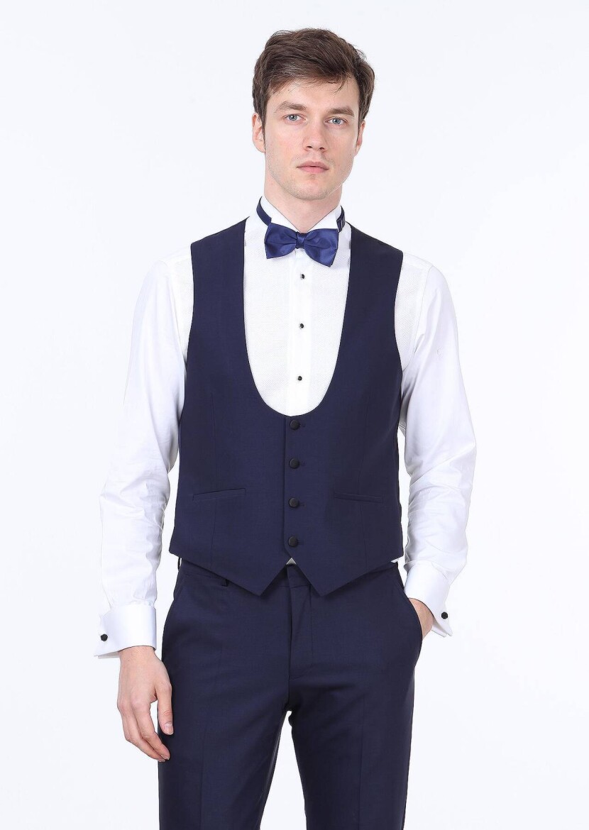 Saks Slim Fit Butterfly Collar Classical Waistcoat - 1