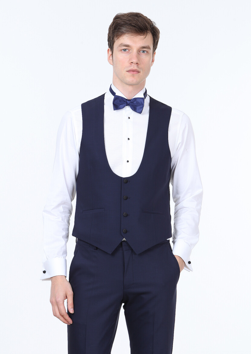 Saks Slim Fit Butterfly Collar Classical Waistcoat - 2