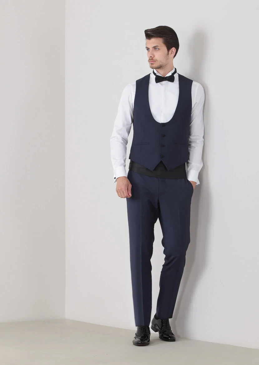 Saks Slim Fit Kelebek Yaka Klasik Yelek - 1