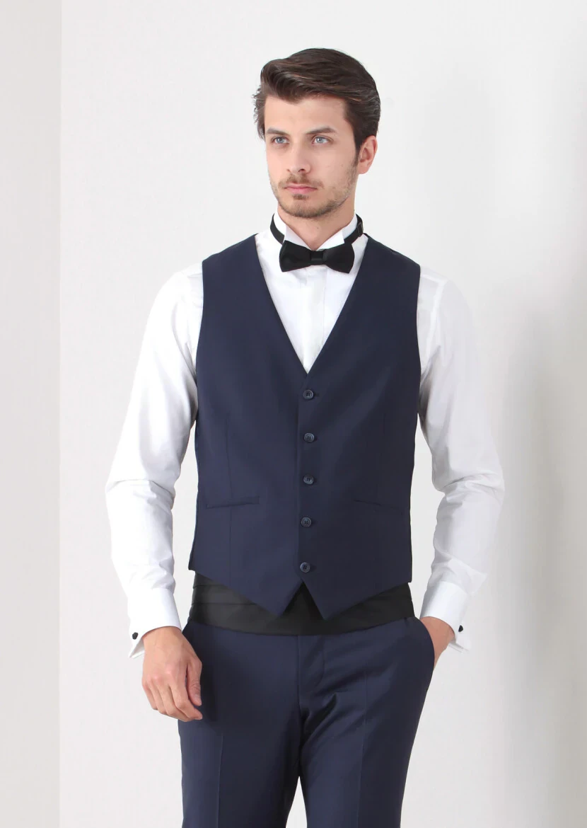 Saks Slim Fit Kelebek Yaka Klasik Yelek - 1