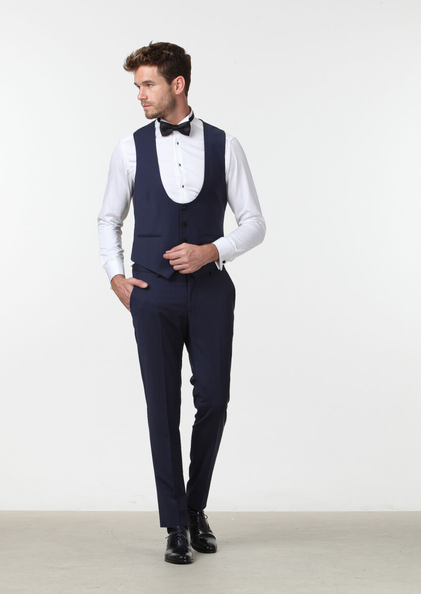 Saks Slim Fit Kelebek Yaka Klasik Yelek - 2