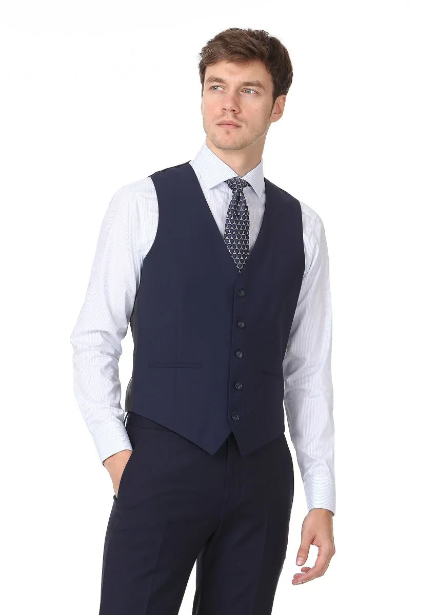 Saks Slim Fit Kelebek Yaka Klasik Yelek - 1