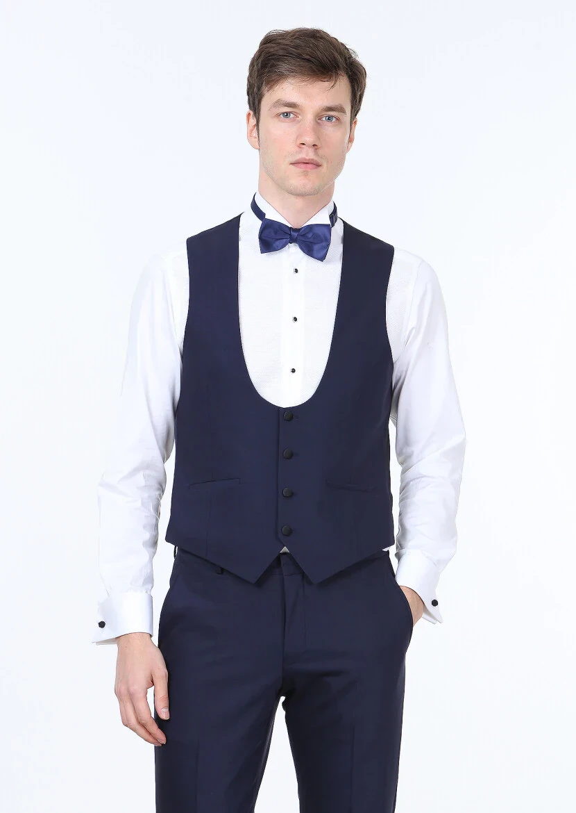 Saks Slim Fit Kelebek Yaka Klasik Yelek - 1