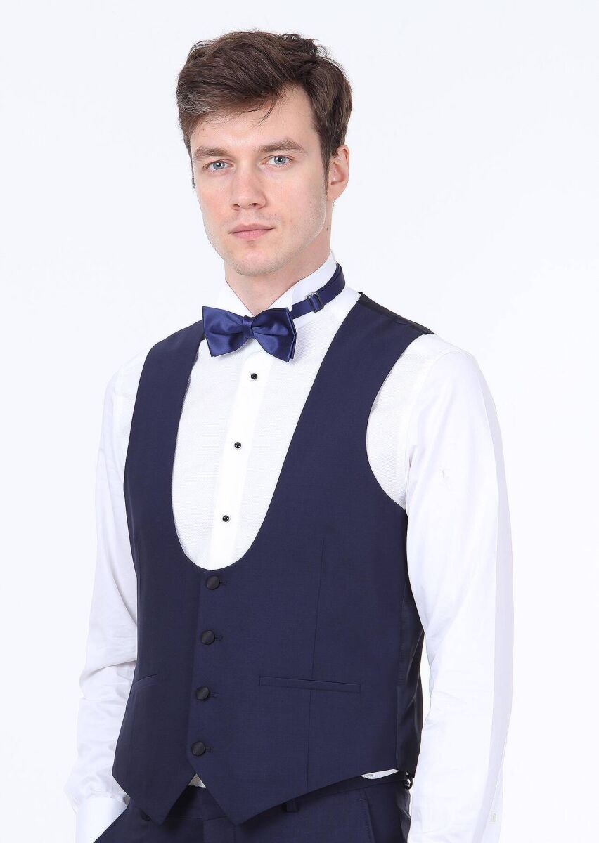 RAMSEY Saks Slim Fit Kelebek Yaka Klasik Yelek görsel 2